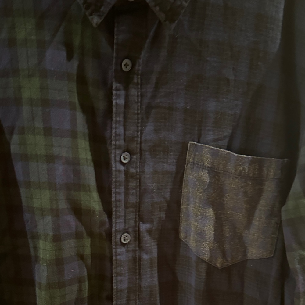 American Rag Men's Dark Plaid Button Down Shirt - Picture 3 of 7